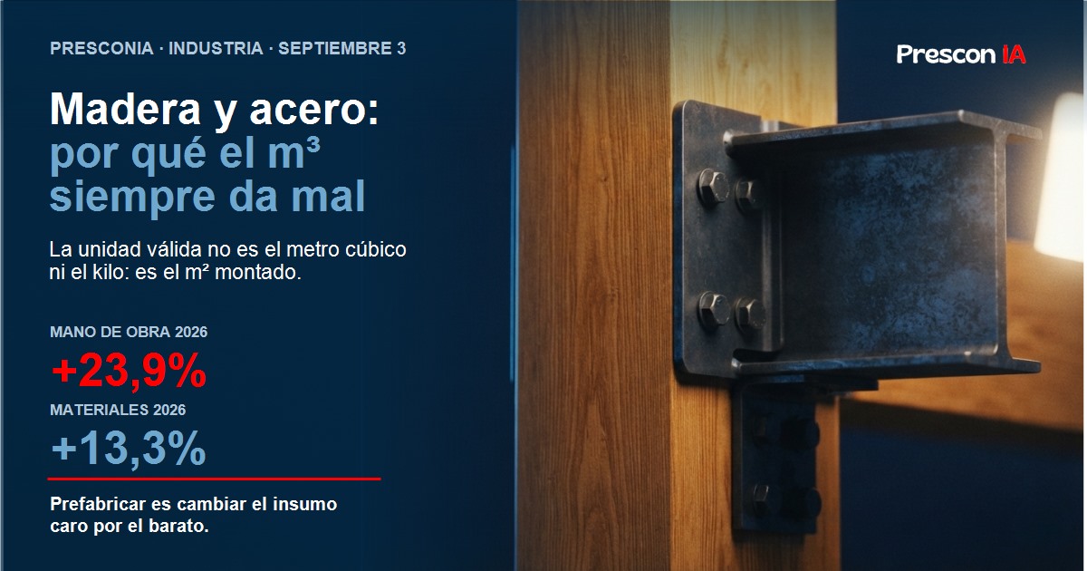 Nudo estructural entre viga de madera laminada y perfil de acero: cómo se presupuesta un entrepiso híbrido
