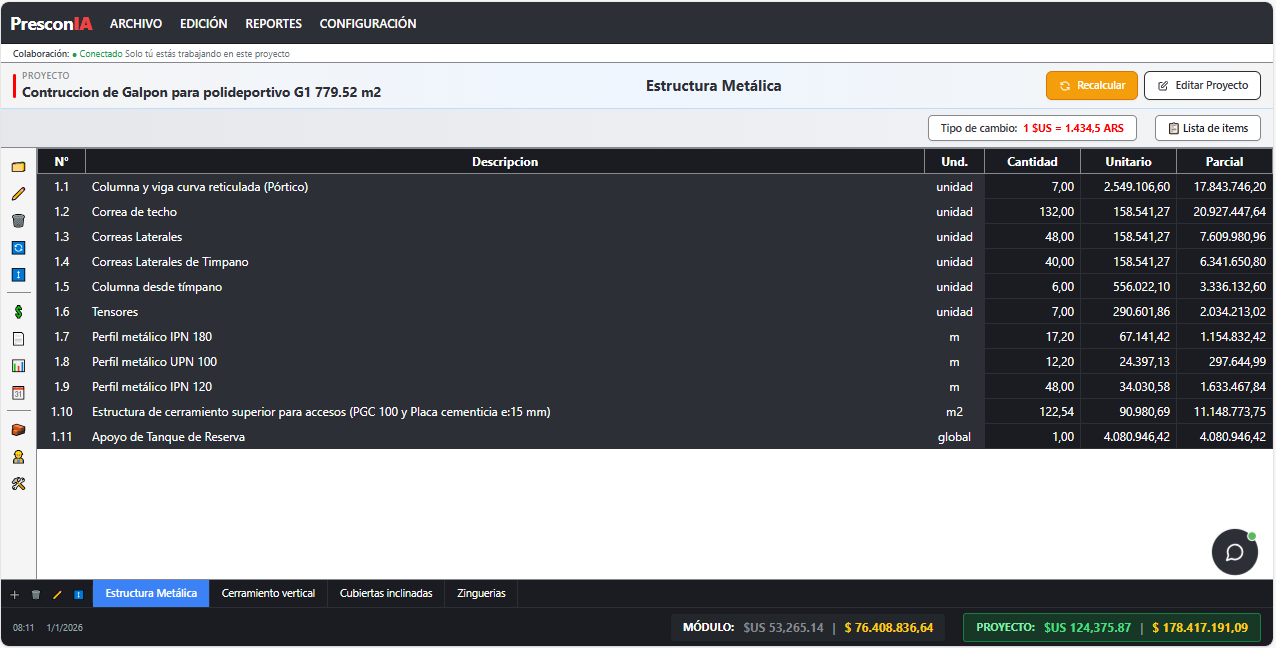 Presupuesto con APU en PresconIA